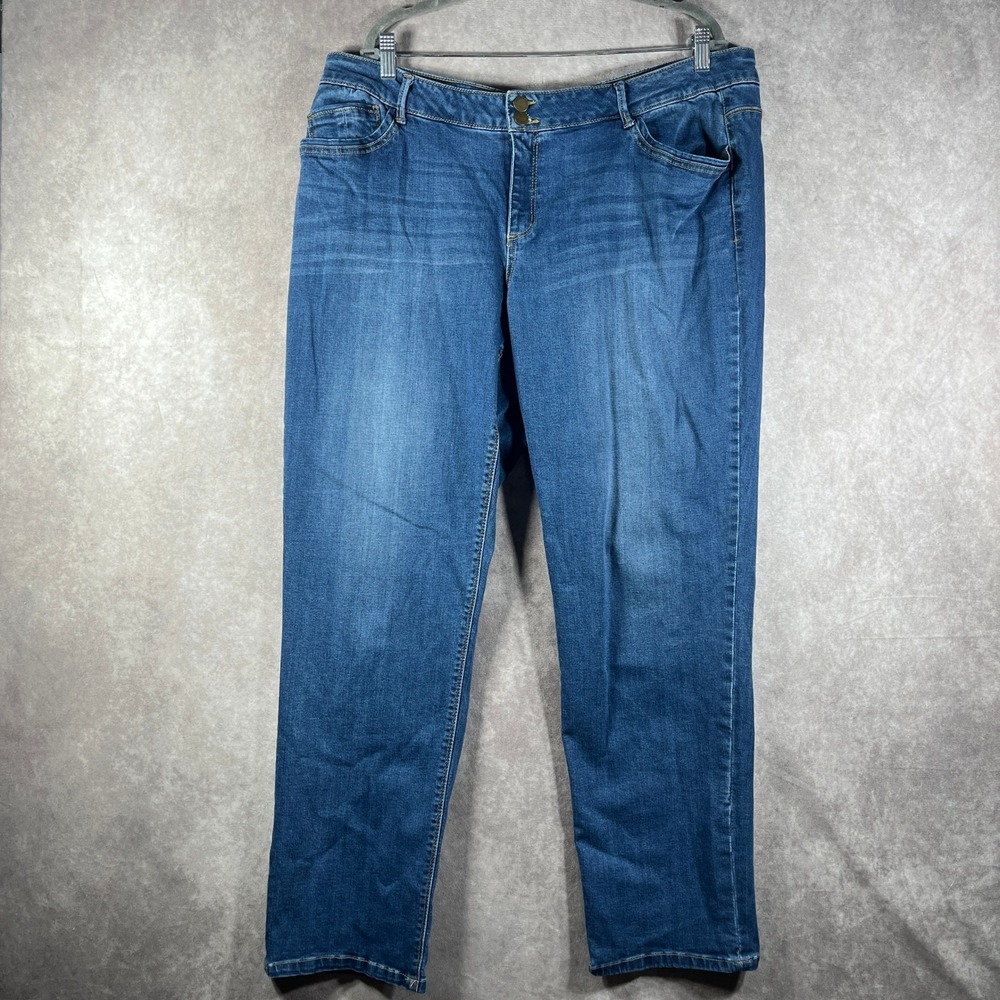 Democracy Patriot Straight Leg Jeans Womens Plus Size 22W Blue Denim Stretch